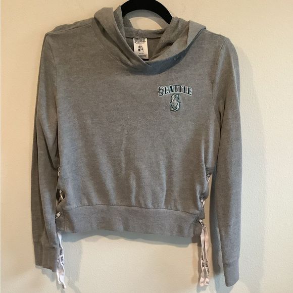 PINK Victoria's Secret Tops - Victorias Secret Pink x New Era Seattle Mariners Crop Sweatshirt